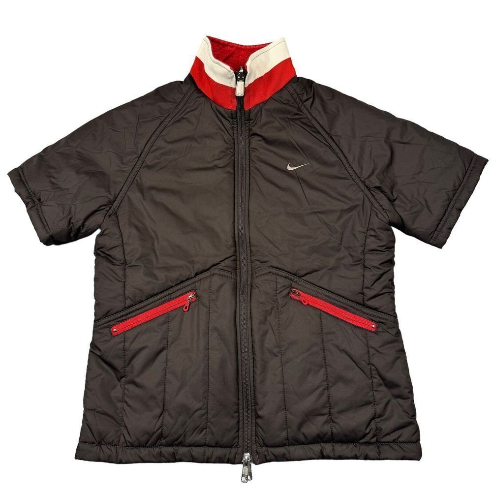 Nike Puffer Jacket Women's Large Reversible Windbreaker Full Zip Golf Y2K